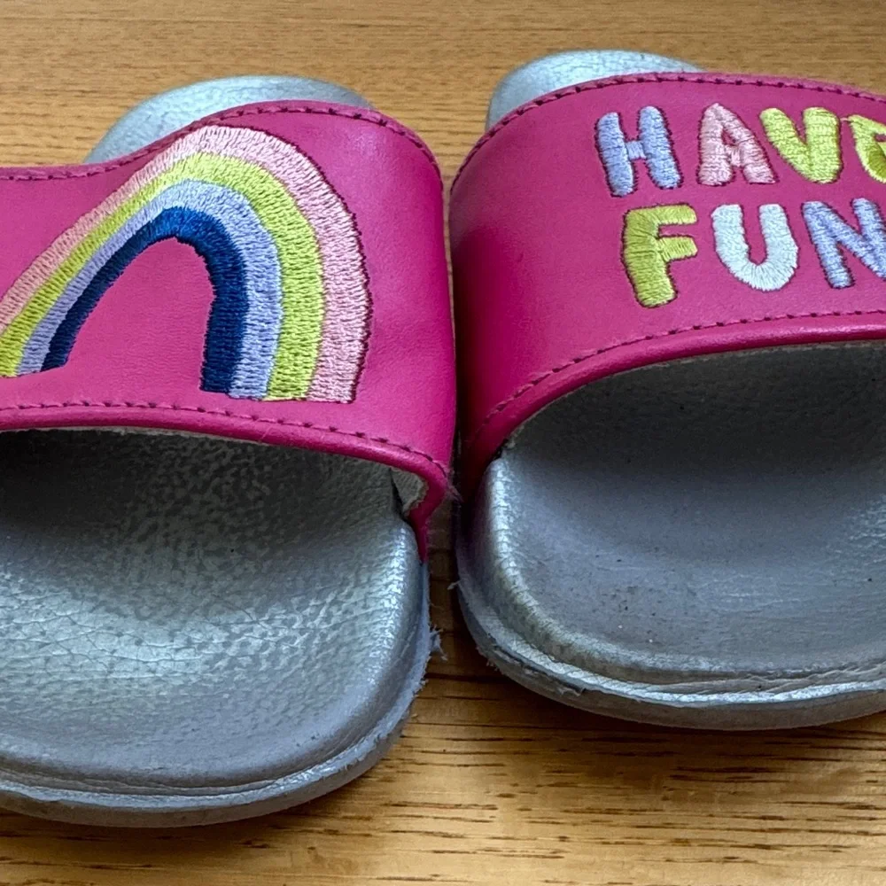 Hatley Pink and Silver Kids Slide Sandals - Picture 2 of 7